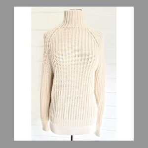 THEORY Astral Aria Alpaca Blend Ribbed Turtleneck Sweater in Ivory - S